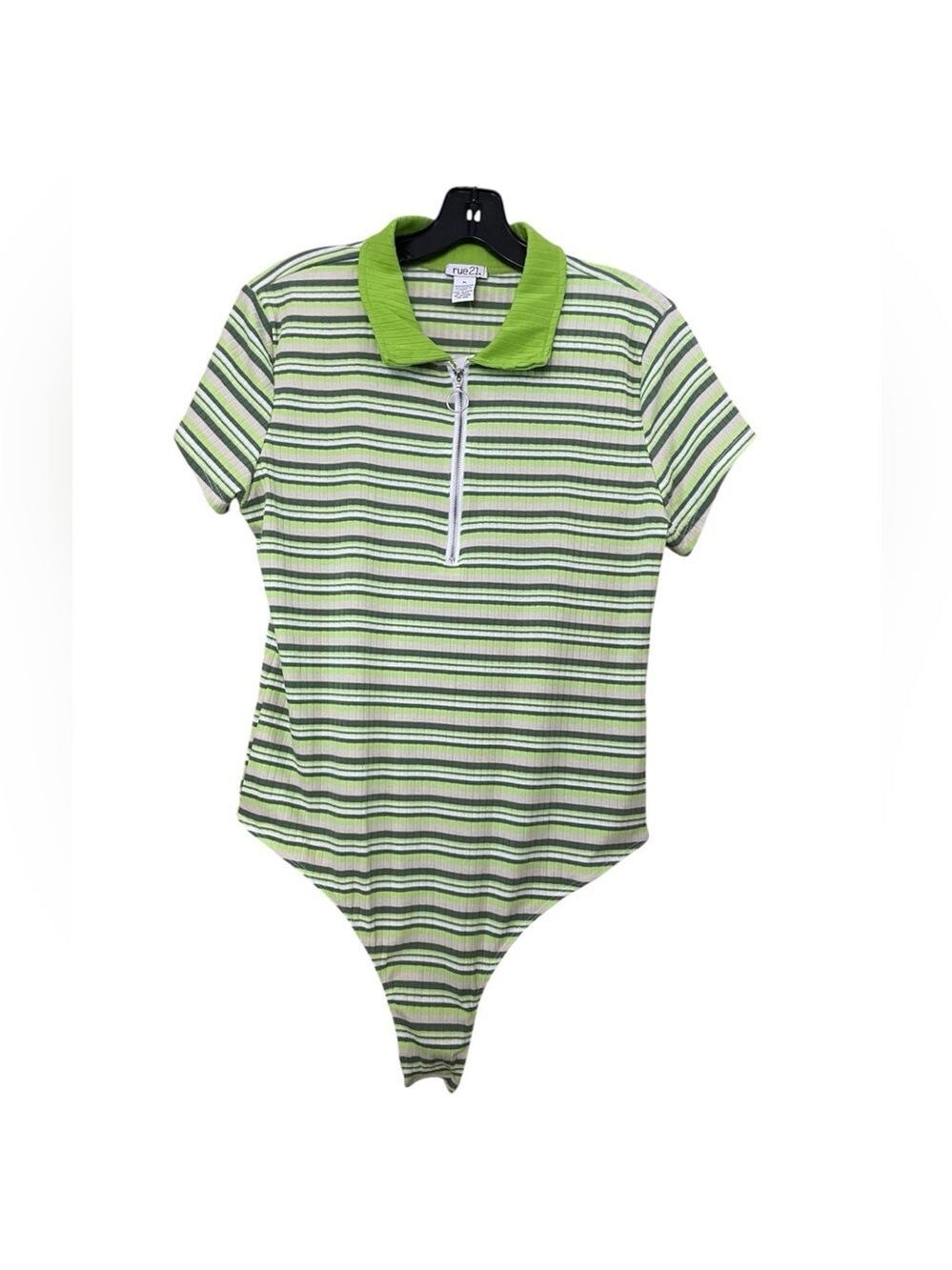 Rue21 Lime White Plaid Bodysuit XL